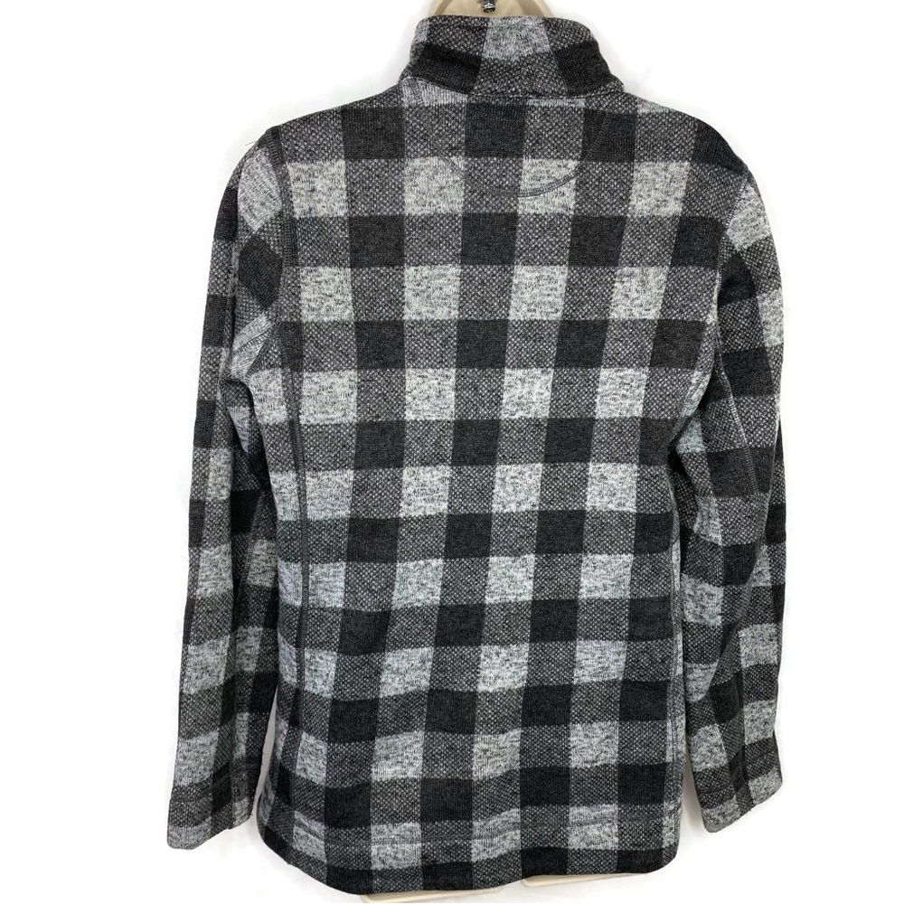 Calvin Klein Gray and White Checkered Pattern Fleece Jacket Fitted Form Medium